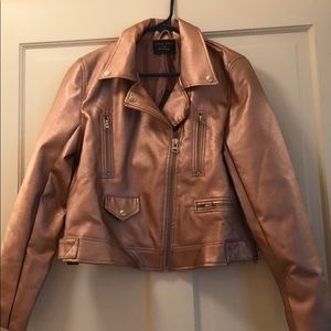 Rose gold faux leather jacket